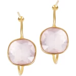Sophia Pink Quartz Gold Hoop Earrings