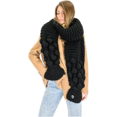 Bubble Ribbed Chunky Scarf - Black