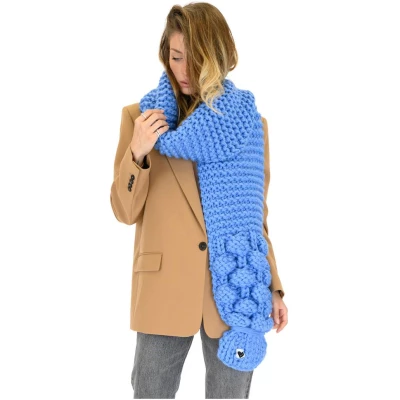 Bubble Ribbed Chunky Scarf - Blue