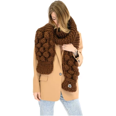 Bubble Ribbed Chunky Scarf - Brown