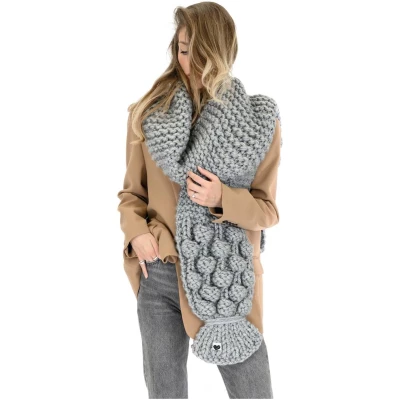 Bubble Ribbed Chunky Scarf - Grey