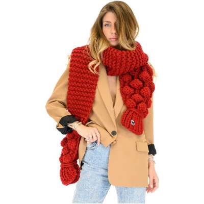 Bubble Ribbed Chunky Scarf - Red