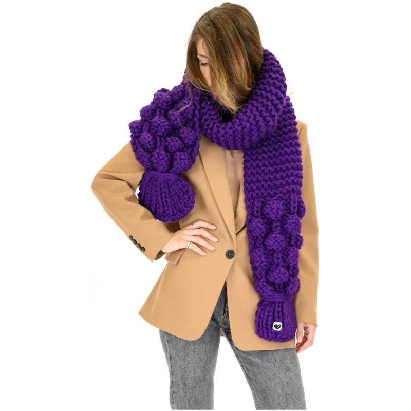 Bubble Ribbed Chunky Scarf - Violet