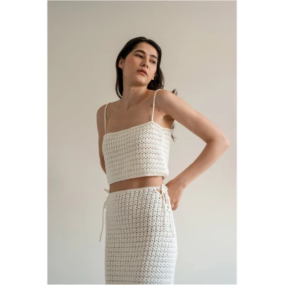 Ida Crochet Top in Off White