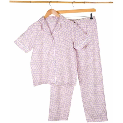 Pyjama Damen Baumwolle, violett Anela Gr. M