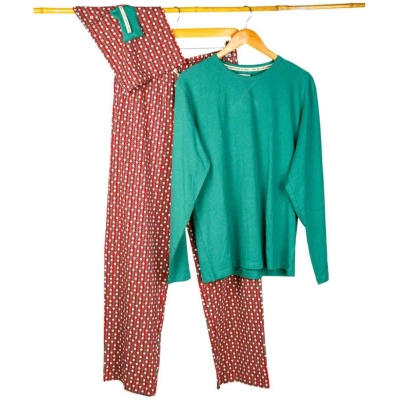 Pyjama Herren, grün / rot, Gr. XXL