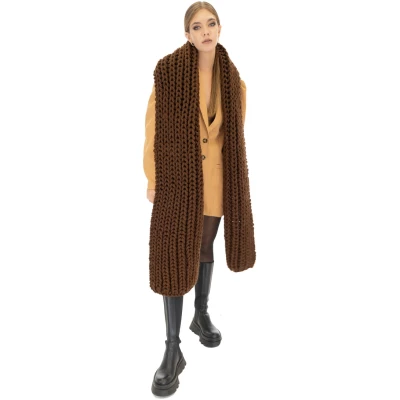 Ribbed Chunky Scarf - Brown