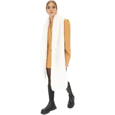 Ribbed Chunky Scarf - White