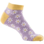 Sneaker Socken Blumen, violett / gelb, Gr. 43-46