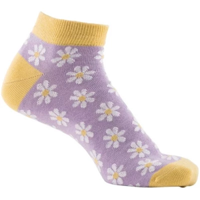 Sneaker Socken Blumen, violett / gelb, Gr. 43-46