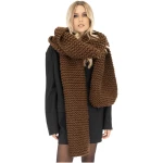 Straight Ribbed Chunky Scarf - Brown