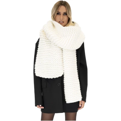Straight Ribbed Chunky Scarf - White