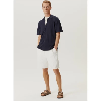 The Linen Cotton Short Sleeve Shirt - Blue Navy