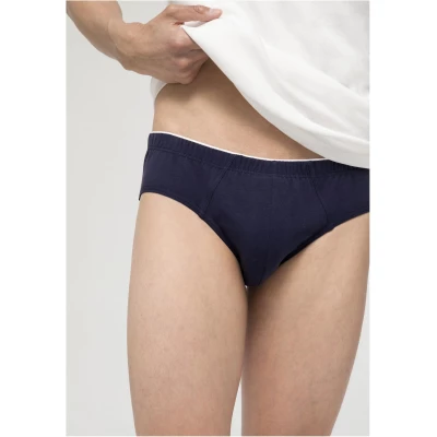 hessnatur Herren Slip PureLUX im 2er Set aus Bio-Baumwolle - blau - Größe 4