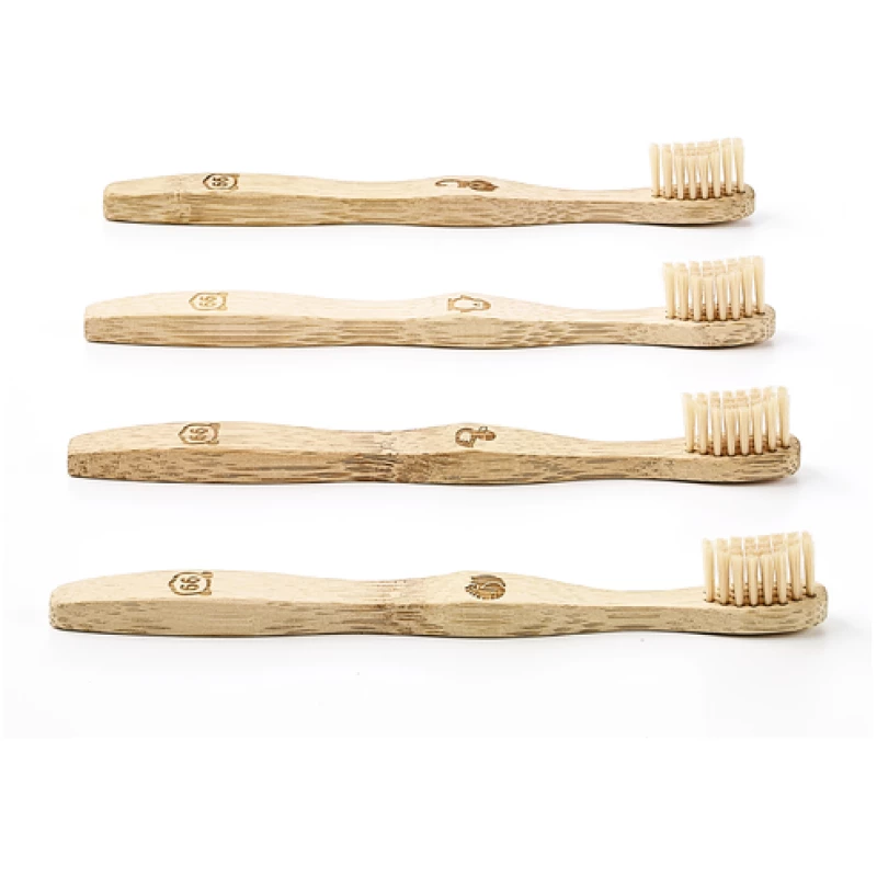 99PANDAS Nachhaltige Kinder Zahnbürste aus Bambus-Holz im 4er Sparset | weich