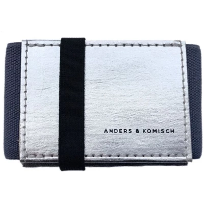 ANDERS & KOMISCH Kleiner Geldbeutel Damen mit RFID- & NFC Schutz Karte - A&K MINI Portemonnaie Silber