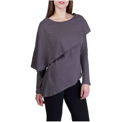 Ajna Langarmshirt Mit Poncho Vanda grau