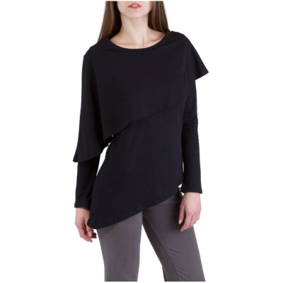 Ajna Langarmshirt Mit Poncho Vanda schwarz