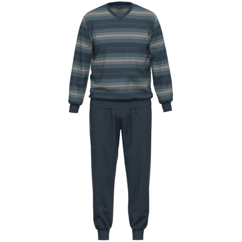 Ammann Herren Schlafanzug Pyjama-Set lang reine Bio-Baumwolle