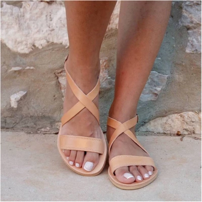 Ankle Strap Leather Sandals - Multiple Colors