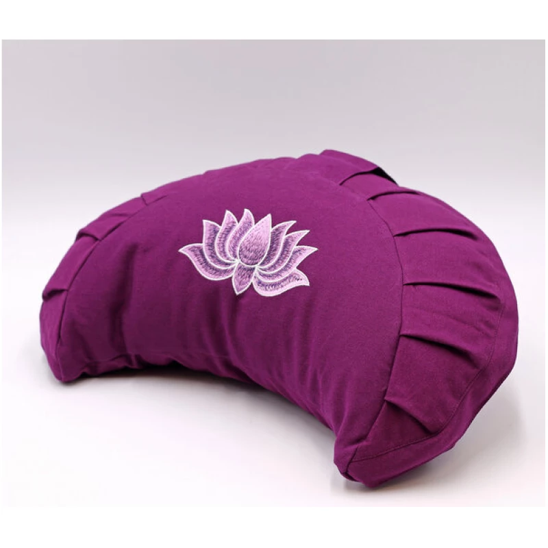 BAGHI Meditationskissen Halbmond mit Lotus Bestickung im Farbverlauf
