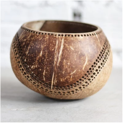 Balu Bowls Kerzenhalter aus Kokosnuss Motiv Maya