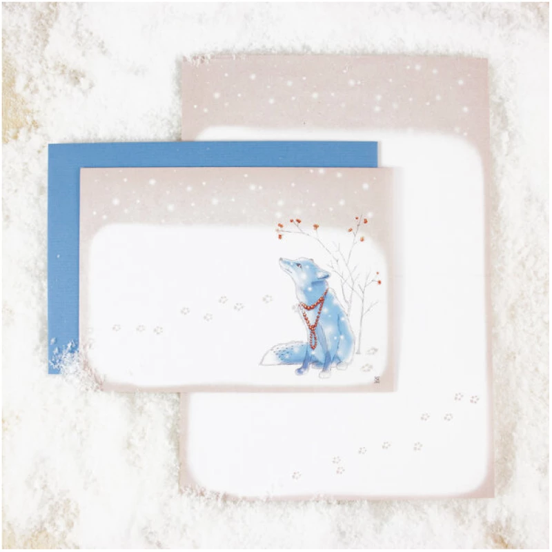 Bow & Hummingbird Grußkarte Fuchs im Schnee