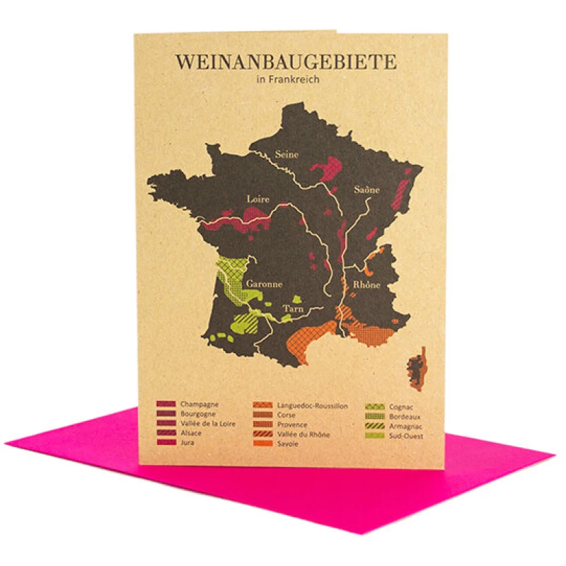 Bow & Hummingbird Grußkarte Weinanbau in Frankreich