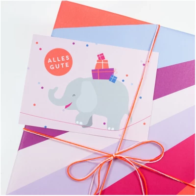 Bow & Hummingbird Postkarte Alles Gute (Elefant)