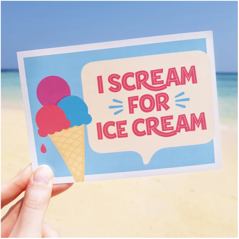 Bow & Hummingbird Postkarte "I scream for ice cream"