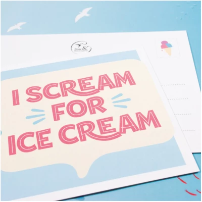 Bow & Hummingbird Postkarte "I scream for ice cream"