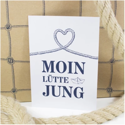 Bow & Hummingbird Postkarte "Moin lütte Jung"