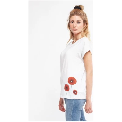 CORA happywear Damen T-Shirt aus Eukalyptus "Laura" | Mohnblumen