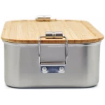 Cameleon Pack XL Edelstahl Lunchbox mit Deckel aus Bambus Holz