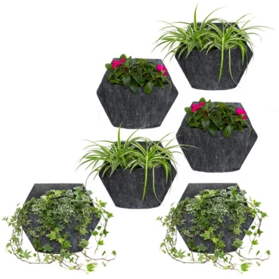 CitySens 6er-Pack Wand-Blumentopf mit Textilbezug und automatische Bewässerung