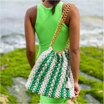 Colette Macrame Beach Bag In Green X Off-white