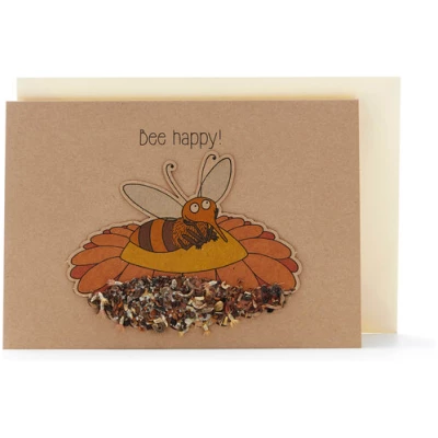 Die Stadtgärtner Grußkarte "Bee Happy" I Klappkarte enthält hochwertige Wildblumensamen