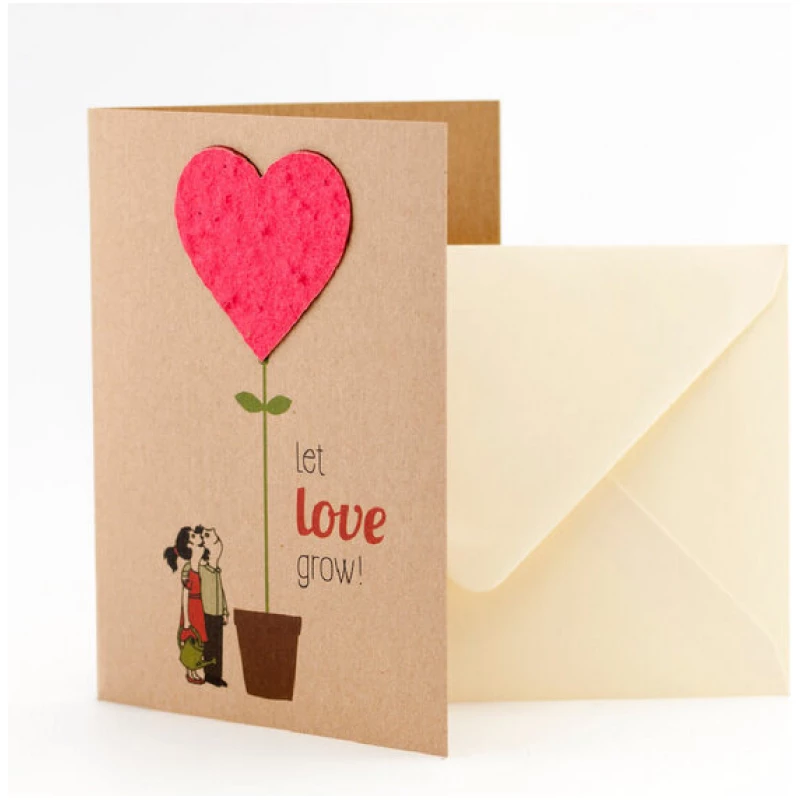 Die Stadtgärtner Grußkarte 'Let Love Grow' mit Saatpapier I Liebesgruß mit Blumenstrauß