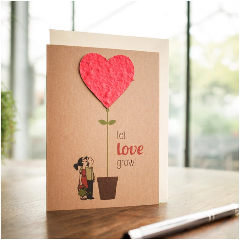 Die Stadtgärtner Grußkarte 'Let Love Grow' mit Saatpapier I Liebesgruß mit Blumenstrauß