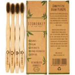ECOMONKEY Bambus Zahnbürste - Nachhaltig, vegan, weiche Borsten, plastikfrei, 4x