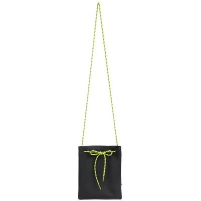 ELEKTROPULLI Handtasche TEA aus wunderschönem schwarz meliertem Leder mit neon Band.