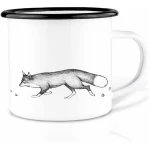 Emailletasse "Fuchs und Gans" von LIGARTI | 300 oder 500 ml | handveredelt in Deutschland | Cup, Kaffeetasse, Emaillebecher, Camping Becher