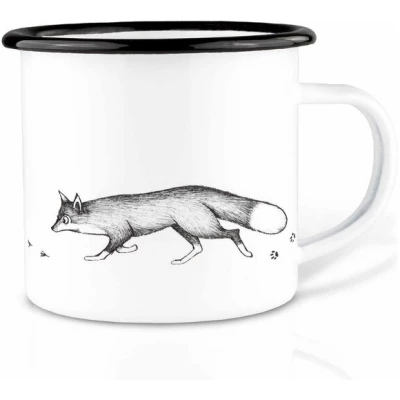 Emailletasse "Fuchs und Gans" von LIGARTI | 300 oder 500 ml | handveredelt in Deutschland | Cup, Kaffeetasse, Emaillebecher, Camping Becher