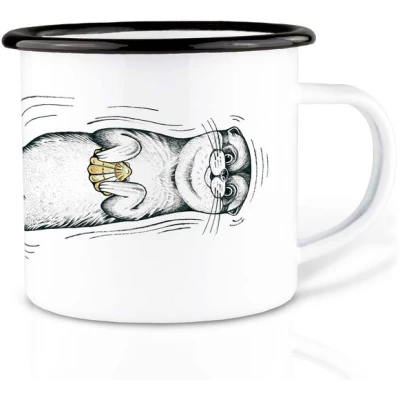Emailletasse "Muschelotter" von LIGARTI | 300 oder 500 ml | handveredelt in Deutschland | Cup, Kaffeetasse, Emaillebecher, Camping Becher