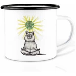 Emailletasse "Yogibär" von LIGARTI | 300 oder 500 ml | handveredelt in Deutschland | Cup, Kaffeetasse, Emaillebecher, Camping Becher