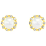 Eppi Silberne Halo-Ohrringe mit Diamanten und Perlen Arabella