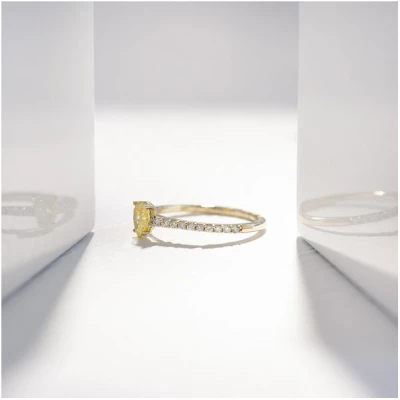 Eppi Verlobungsring mit einem zertifizierten gelben Lab Grown Diamanten Ernes