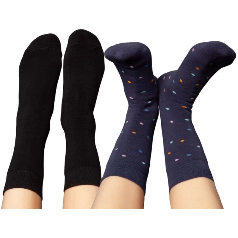 FellHerz 6er Pack Kuschel-Socken mit Bio-Baumwolle schwarz und Konfetti