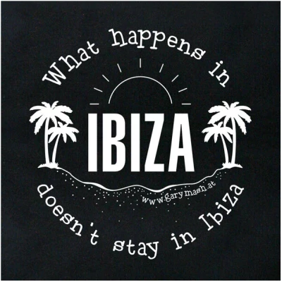 Gary Mash Baumwolltasche What happens in Ibiza