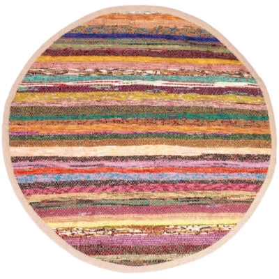 Himal Hemp HH runder Teppich, Tischdecke oder Wanddeko handgewebt aus Recycle Sari